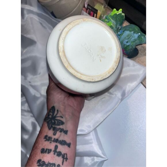 JAPAN vase spout handle red stripes Vintage - Picture 3 of 7